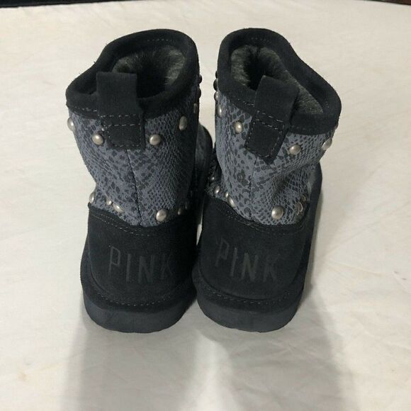 Victoria's Secret PINK Snakeskin Print Ankle Boot Fur Lined 7/8 M - Picture 2 of 8